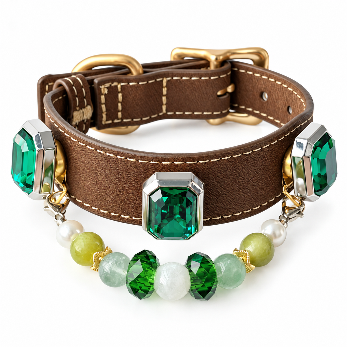 Green Agate Crystal Pet Collar