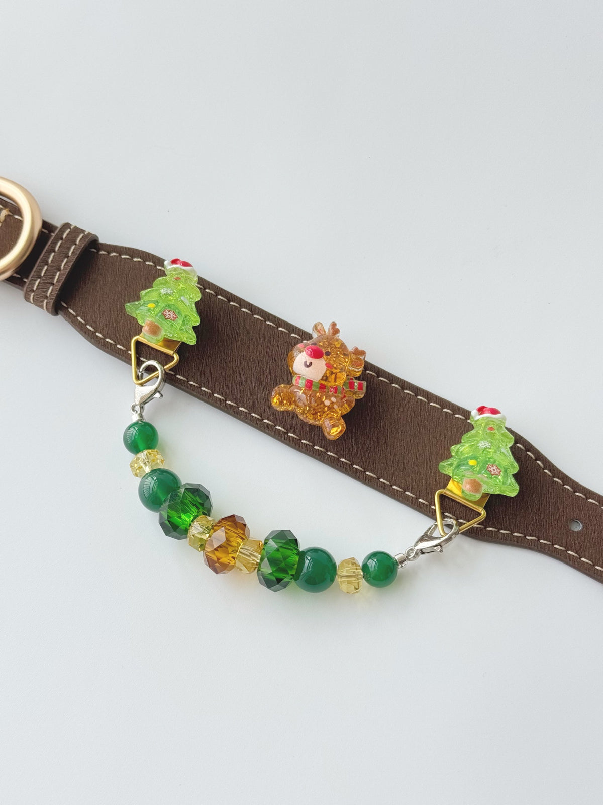 Reindeer Green Agate Christmas Pet Collar