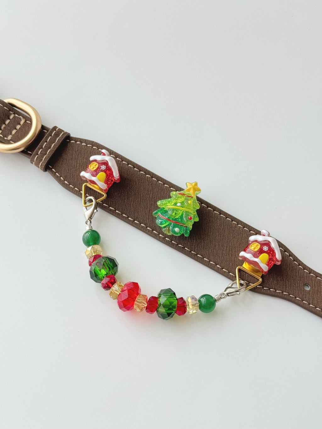 Santa Green Agate Christmas Pet Collar