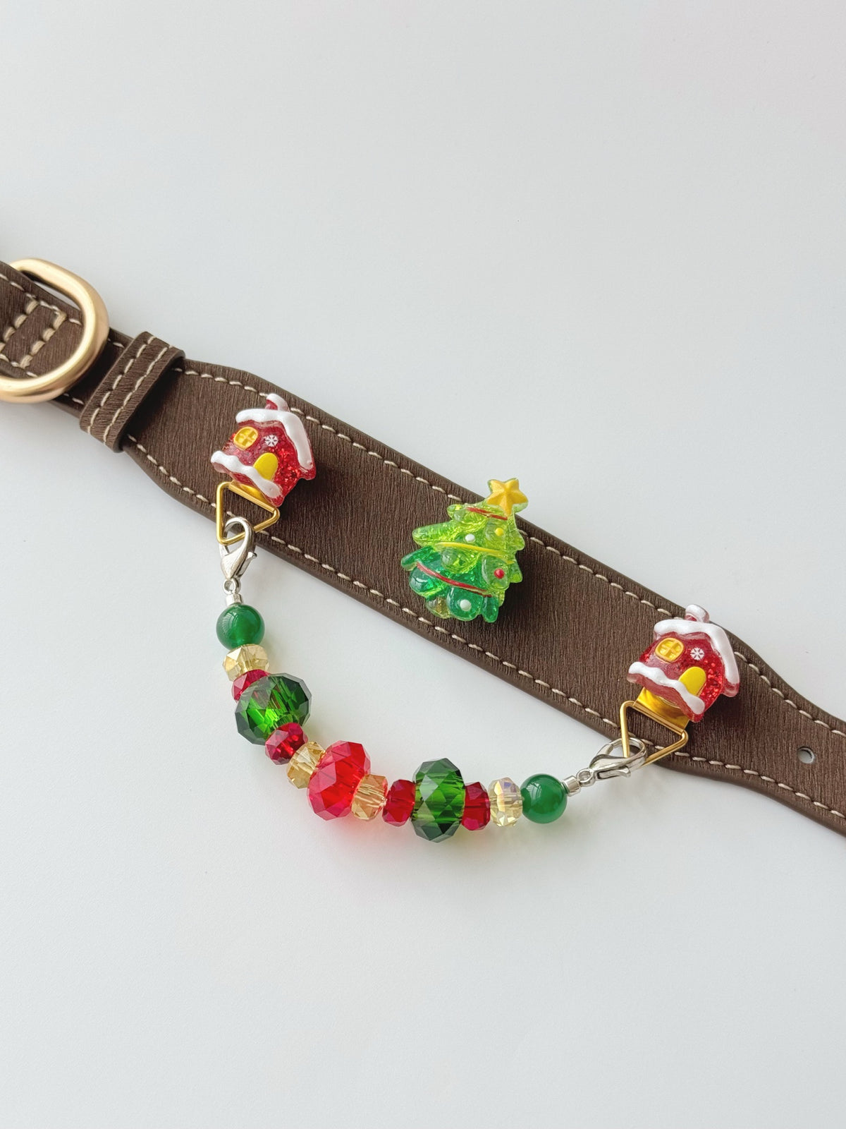 Santa Green Agate Christmas Pet Collar