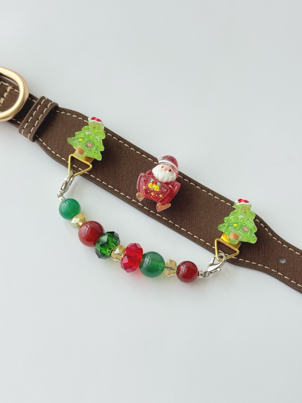Red & Green Agate Christmas Pet Collar
