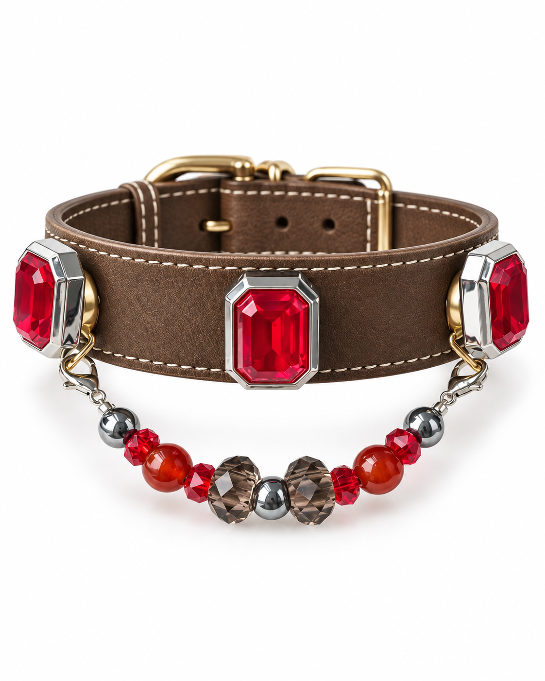 Red Agate Deep Ruby Crystal Pet Collar