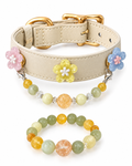 Golden Healer Quartz & Lemon Jade Pet Collar & Bracelet Set
