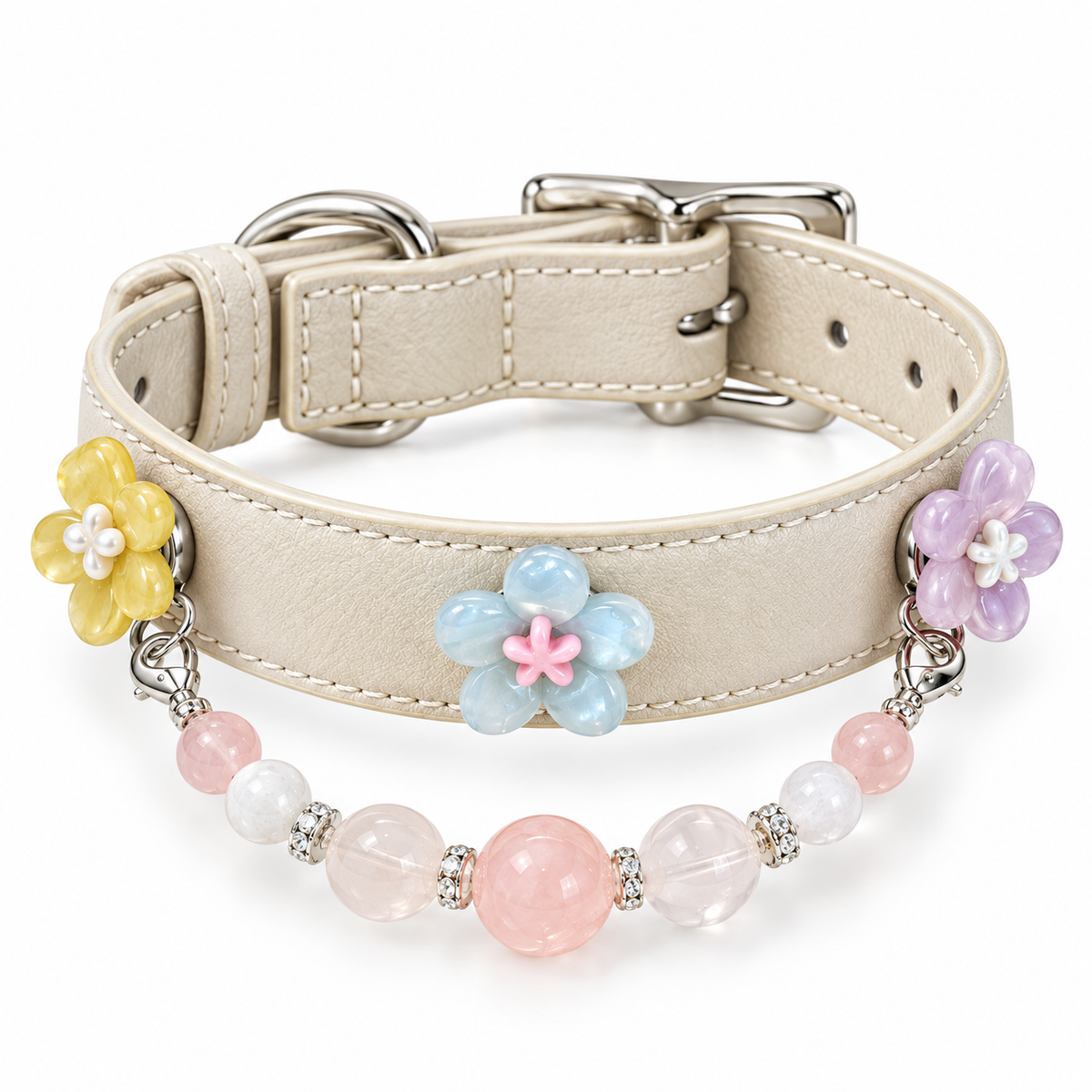 Pink Agate Crystal Pet Collar