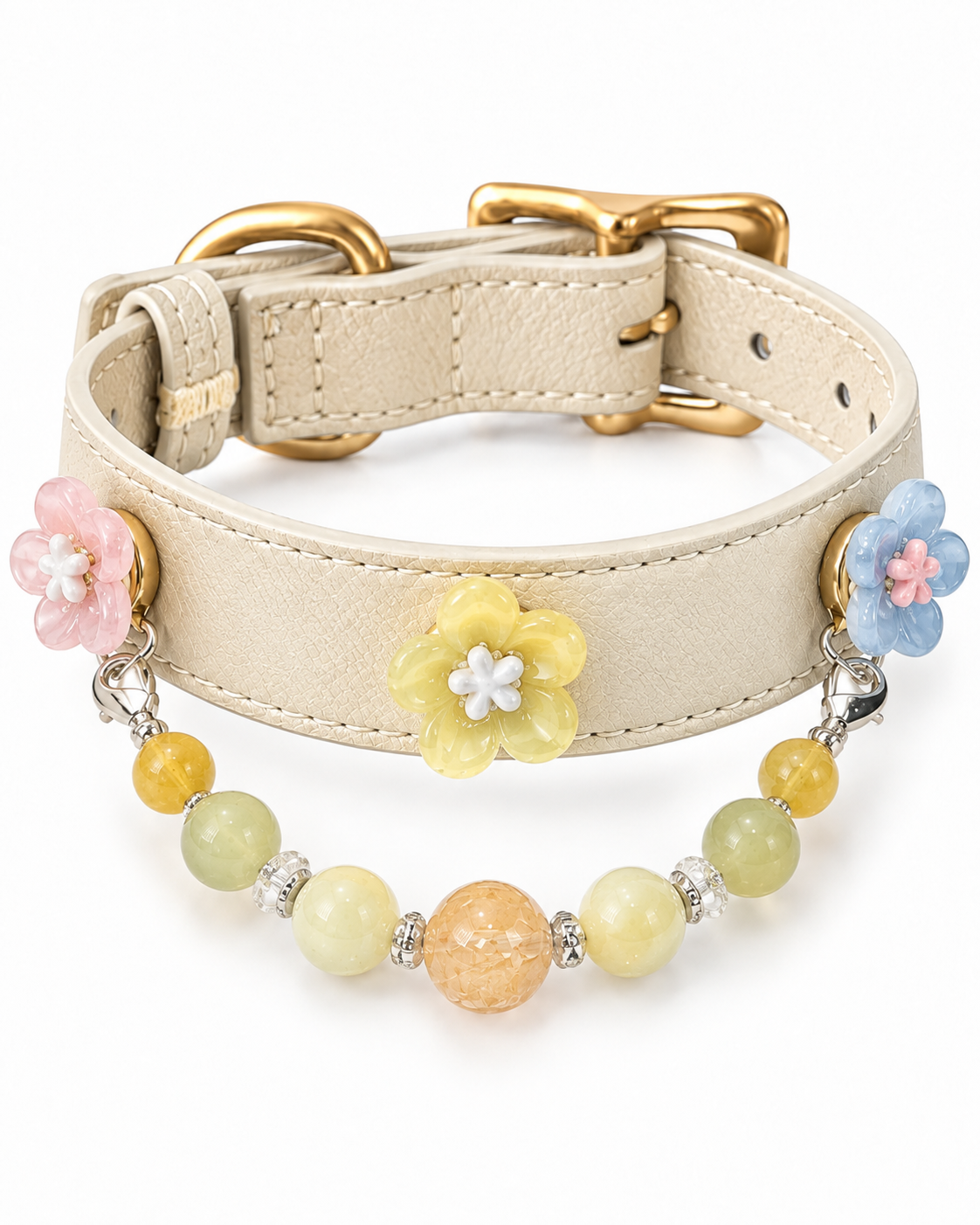 Golden Healer Quartz & Lemon Jade Pet Collar & Bracelet Set