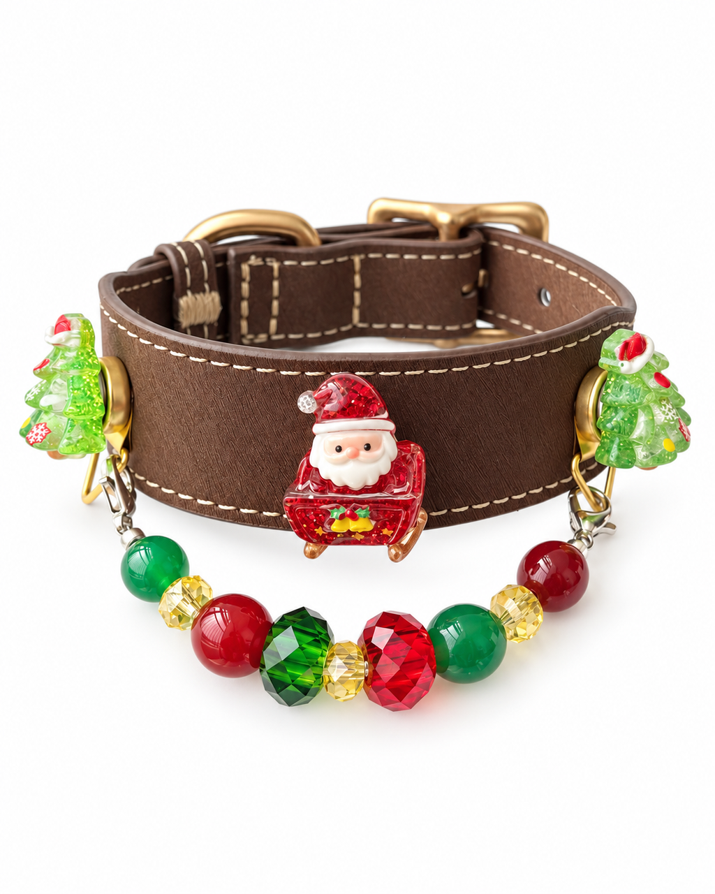Red & Green Agate Christmas Pet Collar